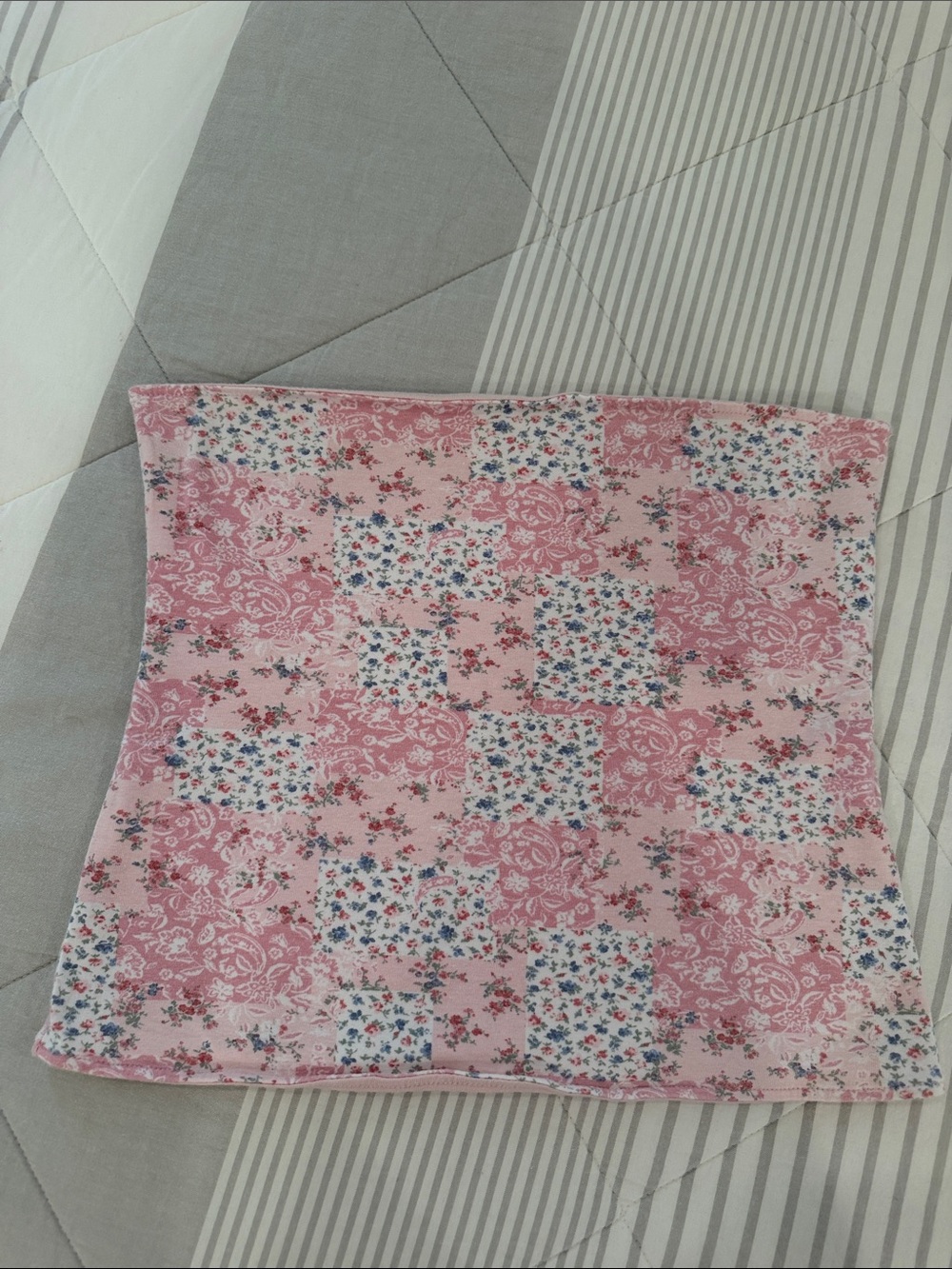 Pink Floral Patchwork Reversible Tube Top